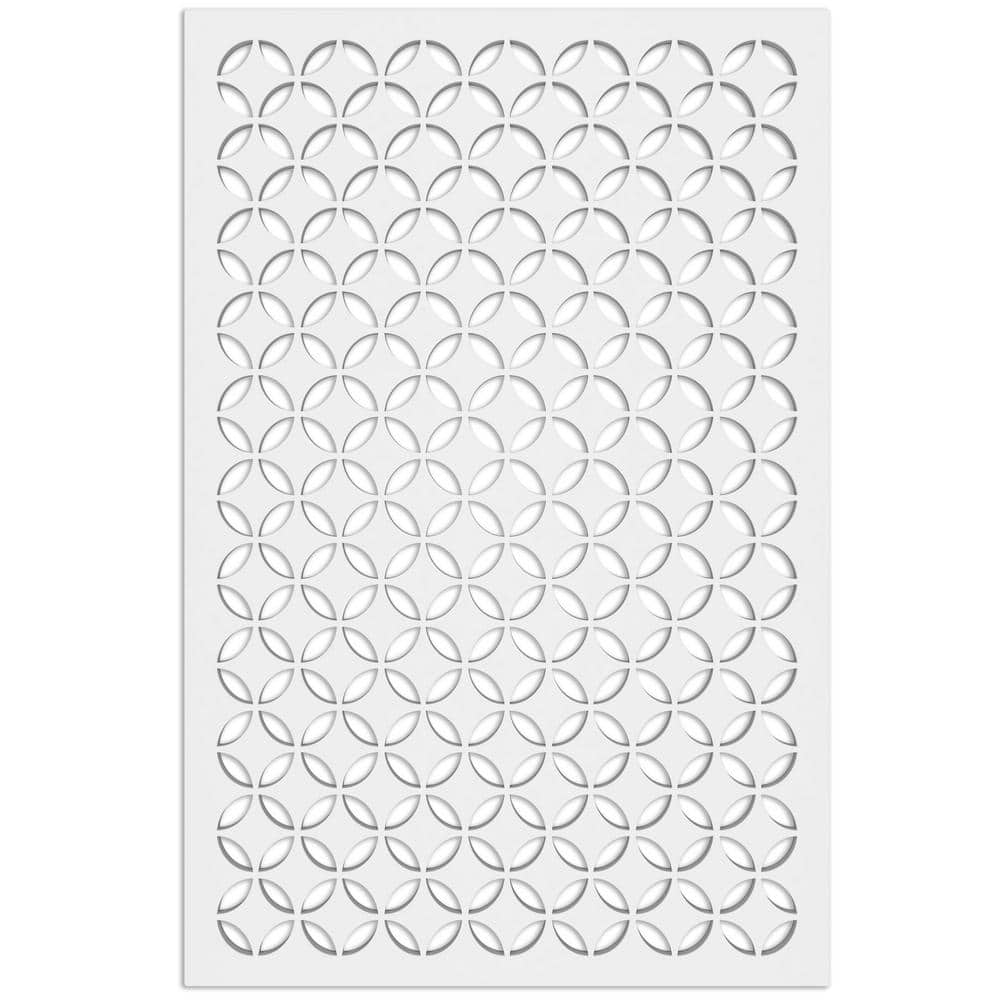 Moorish Circle 4 ft. x 32 in. White Vinyl Decorative Screen Panel