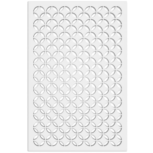 Moorish Circle 4 ft. x 32 in. White Vinyl Decorative Screen Panel