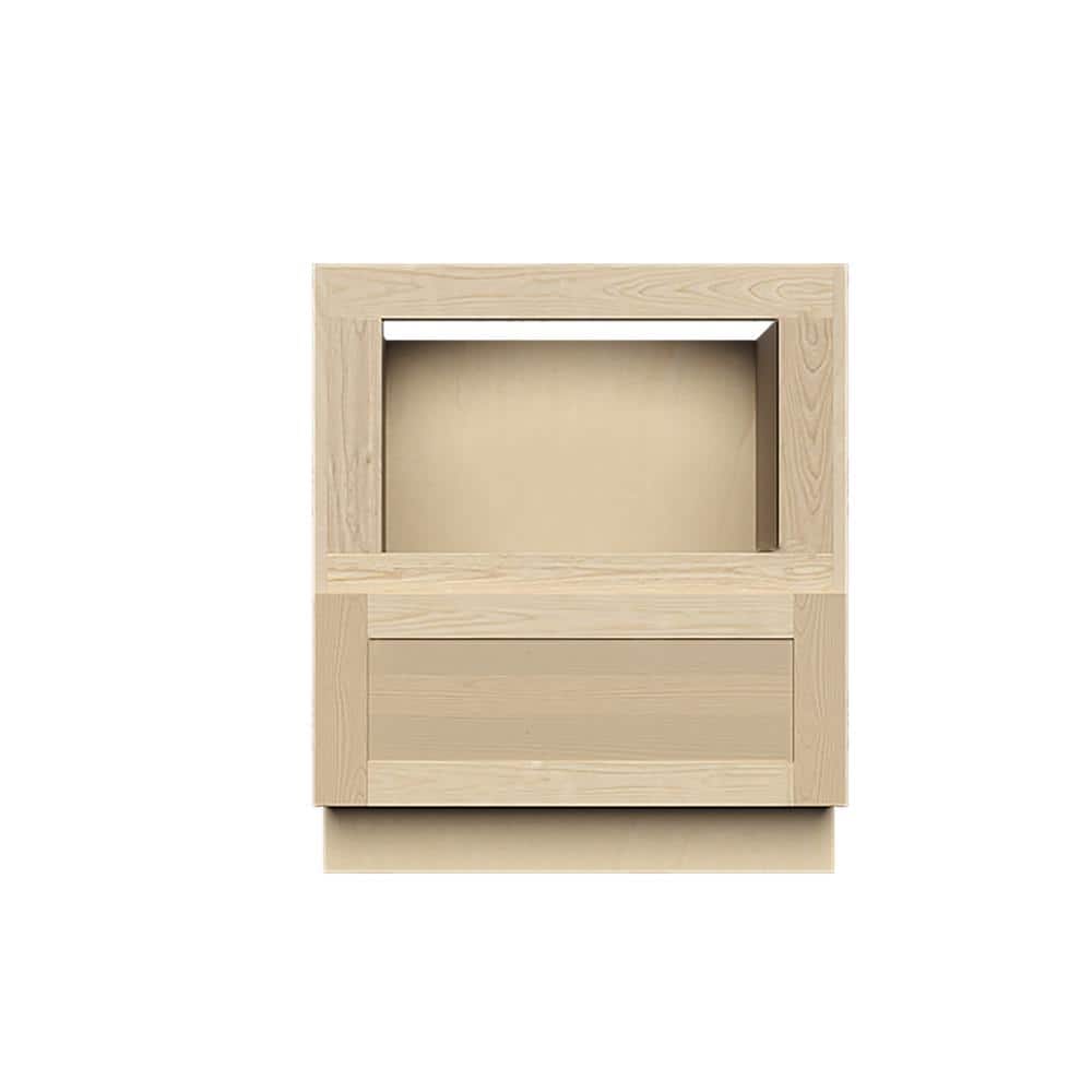 LIFEART CABINETRY Lancaster Shaker Assembled 30 in. x 34.5 in. x 24 in. Microwave Base Cabinet in Natural Wood