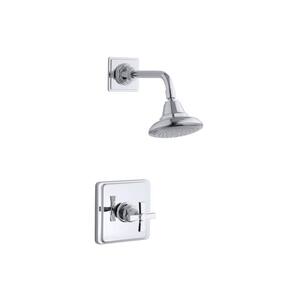 Pinstripe 1-Spray Patterns 6.7 in. Wall Mount Fixed Shower Head in Polished Chrome