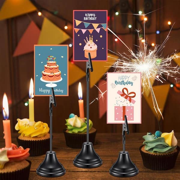 CLAMP ゴールドカード（X）2枚セット 2 in. x 10 in. Black Metal Napkins Place Card Holders with