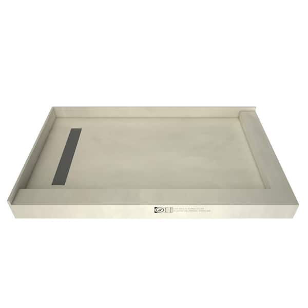 Tile Redi Redi Trench 36 in. x 60 in. Double Threshold Shower Base with Left Drain and Solid Brushed Nickel Trench Grate
