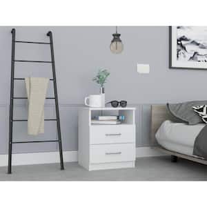 Valerie 2 -Drawer White Nightstand [ 19.9 in. H X 16 in. W X 13.3 in. D ]