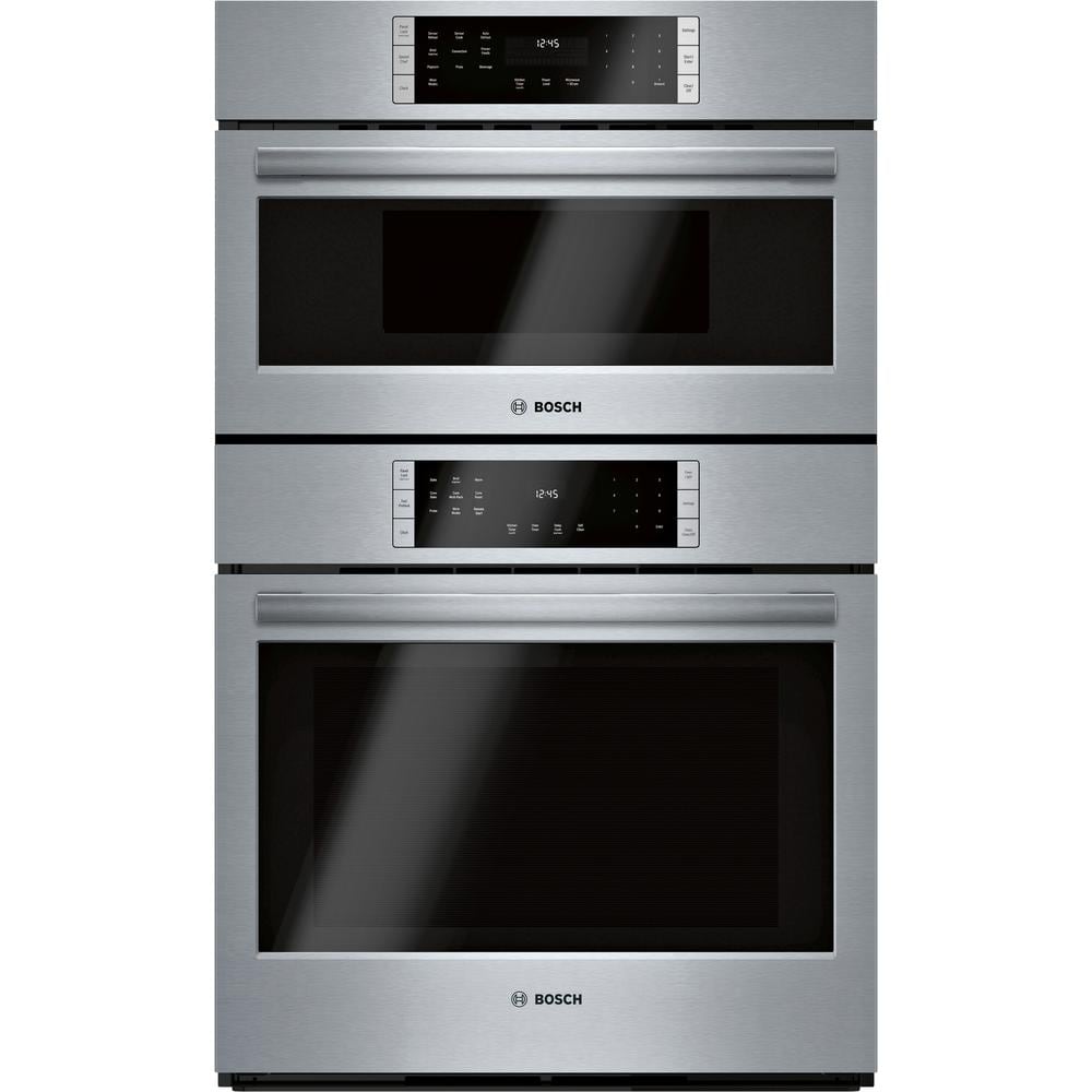 Bosch 800 Series 30 in. Smart Electric Convection Wall Oven & Built-In Microwave Combo in Stainless Steel w/ Self-Clean, Wi-Fi, Silver