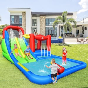 Multi-color Inflatable Water Slide Kids Jumping Bounce Castle with Ocean Balls & 780W Blower