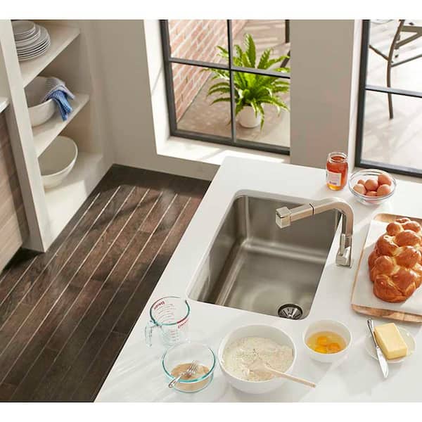 Lustertone 27 in. Undermount Single Bowl 18-Gauge Stainless Steel Kitchen Sink Only