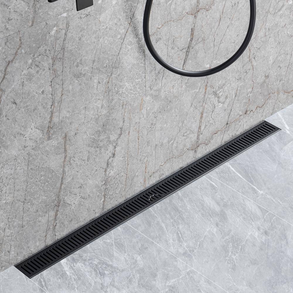 36'' Matte Black Stainless Steel Linear Grid Shower Drain