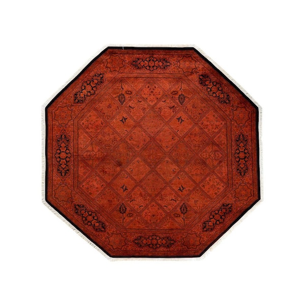 Overdyed Orange 6 ft. x 6 ft. Solid Wool Indoor Area Rug