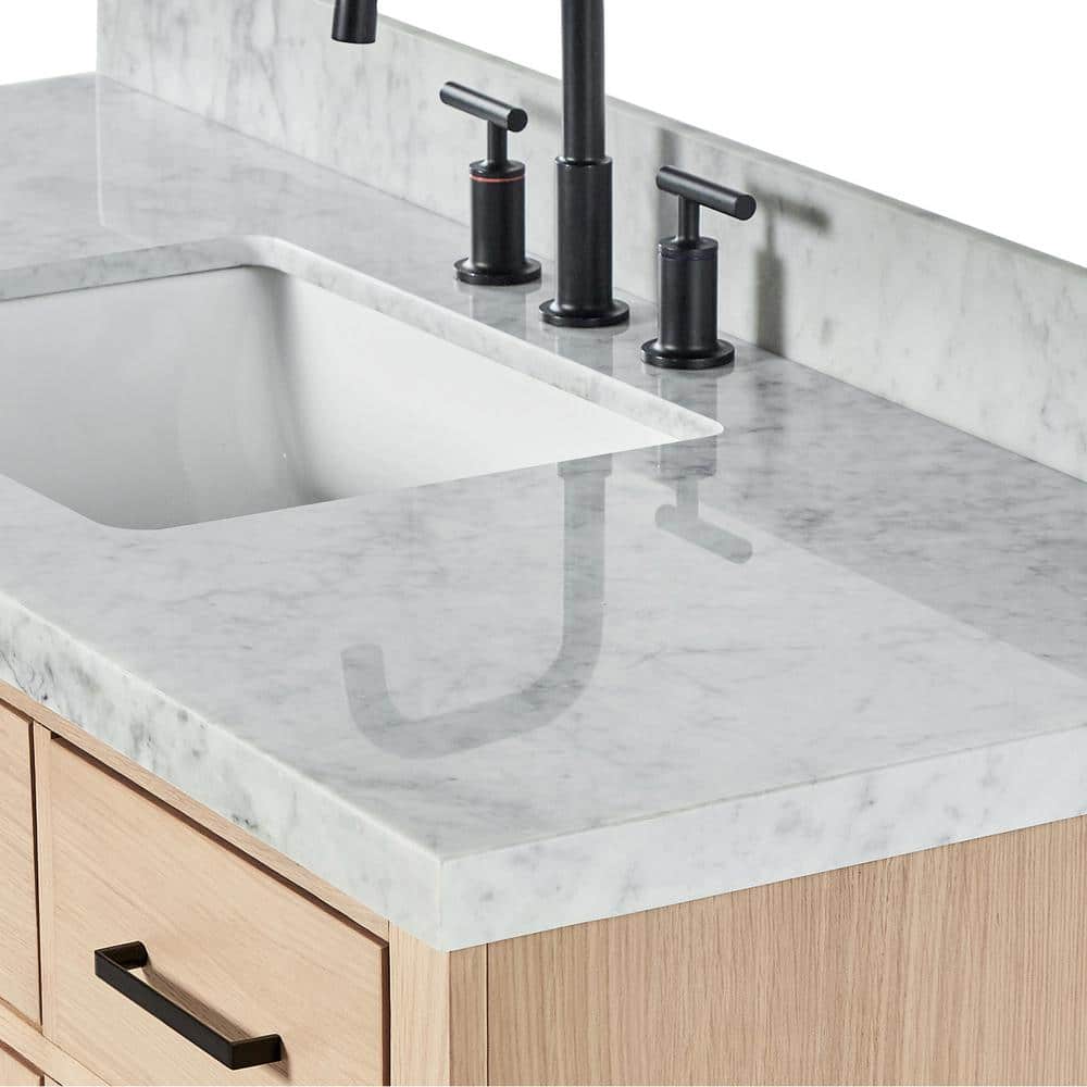 Hepburn 55" Oak Freestanding Vanity with Marble Top