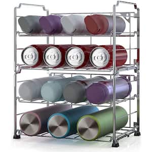 2-Pack 2-Tier Silver Adjustable Water Bottle Organizer Holder, Stackable Spice Can Rack