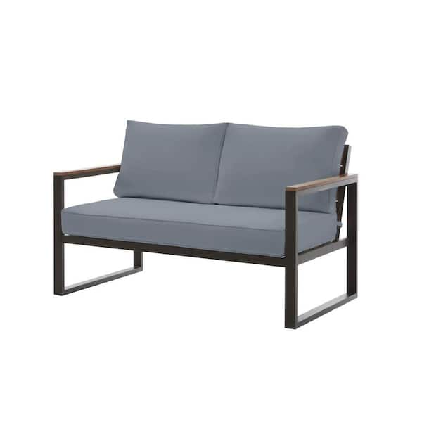 west park black aluminum outdoor patio loveseat