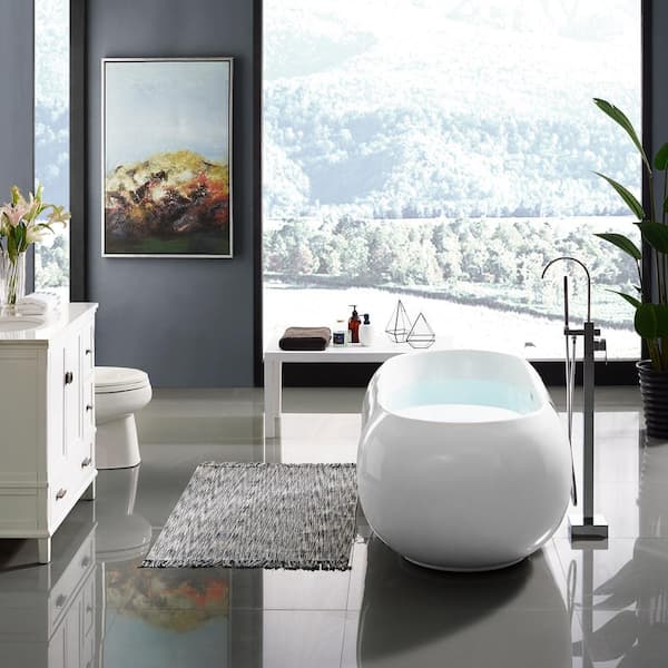 Swiss Madison Plaisir 63 in. Acrylic Freestanding Flatbottom Non-Whirlpool Soaking Bathtub in White