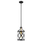 1-Light Matte Black and Olde Brass Mini Pendant