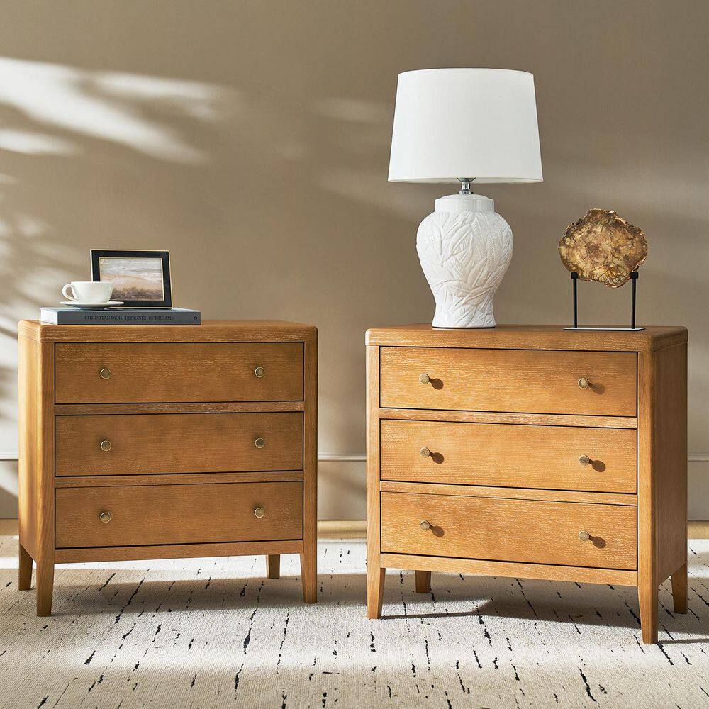 Anton Oak 3-Drawer 28 in. W Nightstand with Integrated Power Station (Set of 2) price history on PriceWatchPro