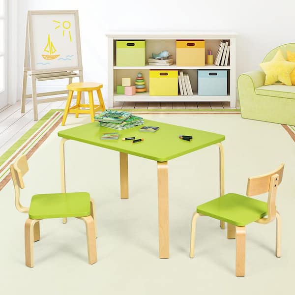 Costway Kids Art Table & Chairs Set Wooden Drawing Desk With Paper Roll  Storage Shelf Bins : Target