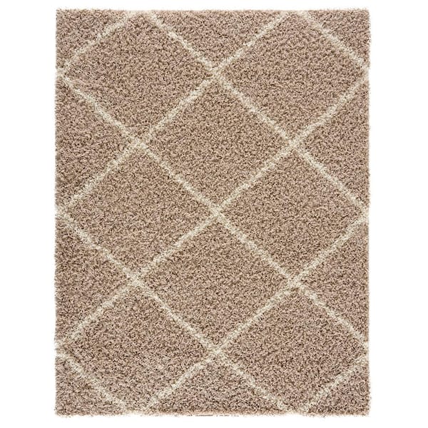 MSRUGS Moon Trellis Shaggy Beige 8 ft. x 10 ft. Polypropylene Area Rug