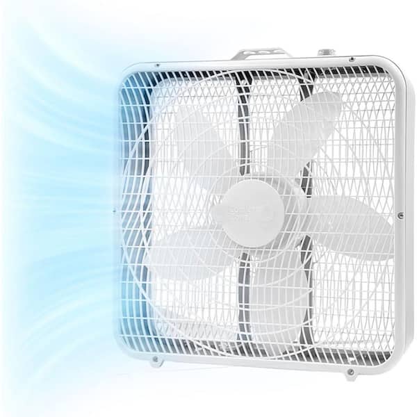 20 in. White High Performance Box Fan with Carry Handle