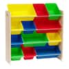 Primary 4-Tier Multi-Colored Toy Storage Bin Rack