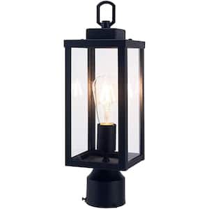 1-Light Black Metal Hardwired Outdoor Weather Resistant Post Light with No Bulbs Included