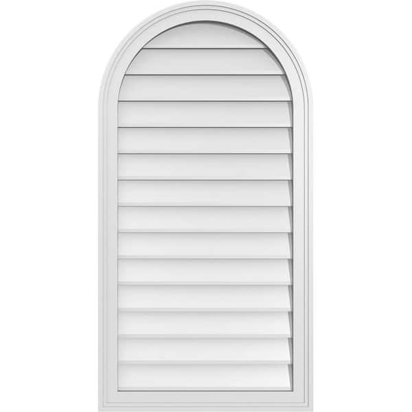 Ekena Millwork 22 in. x 42 in. Round Top White PVC Paintable Gable Louver Vent Non-Functional