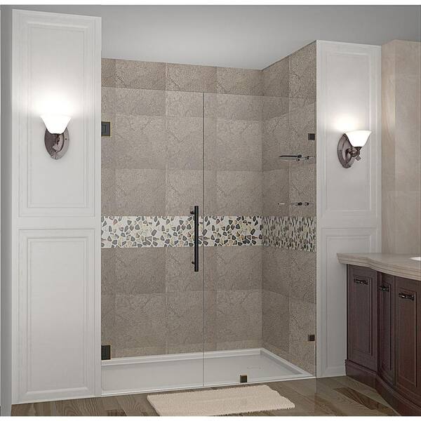 Aston Nautis GS 46 in. x 72 in. Completely Frameless Hinged Shower Door with Glass Shelves in Oil Rubbed Bronze