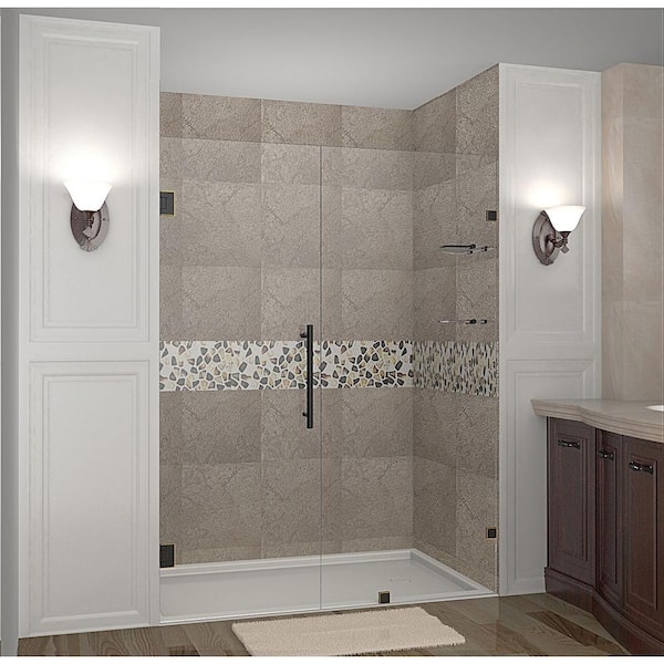 Aston Nautis GS 52 in. x 72 in. Completely Frameless Hinged Shower Door with Glass Shelves in Oil Rubbed Bronze