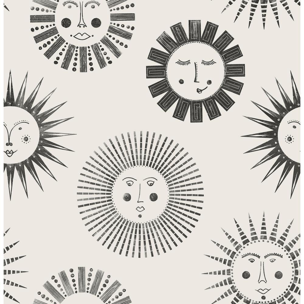 NuWallpaper Black and White Konark Peel and Stick Wallpaper Sample