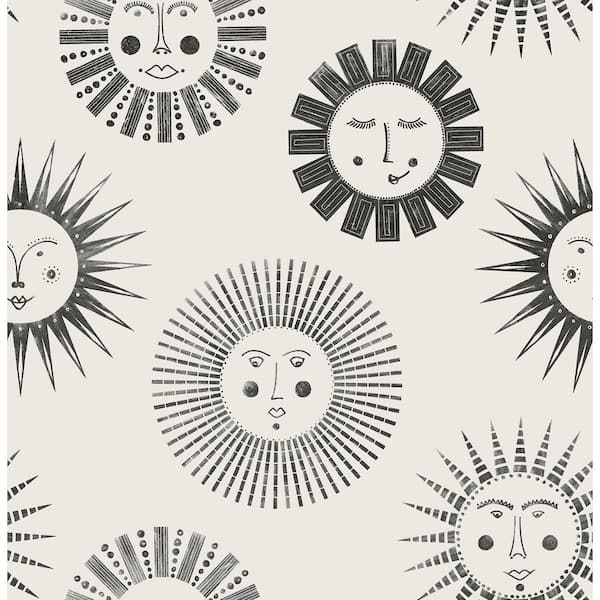 NuWallpaper Black and White Konark Peel and Stick Wallpaper Sample