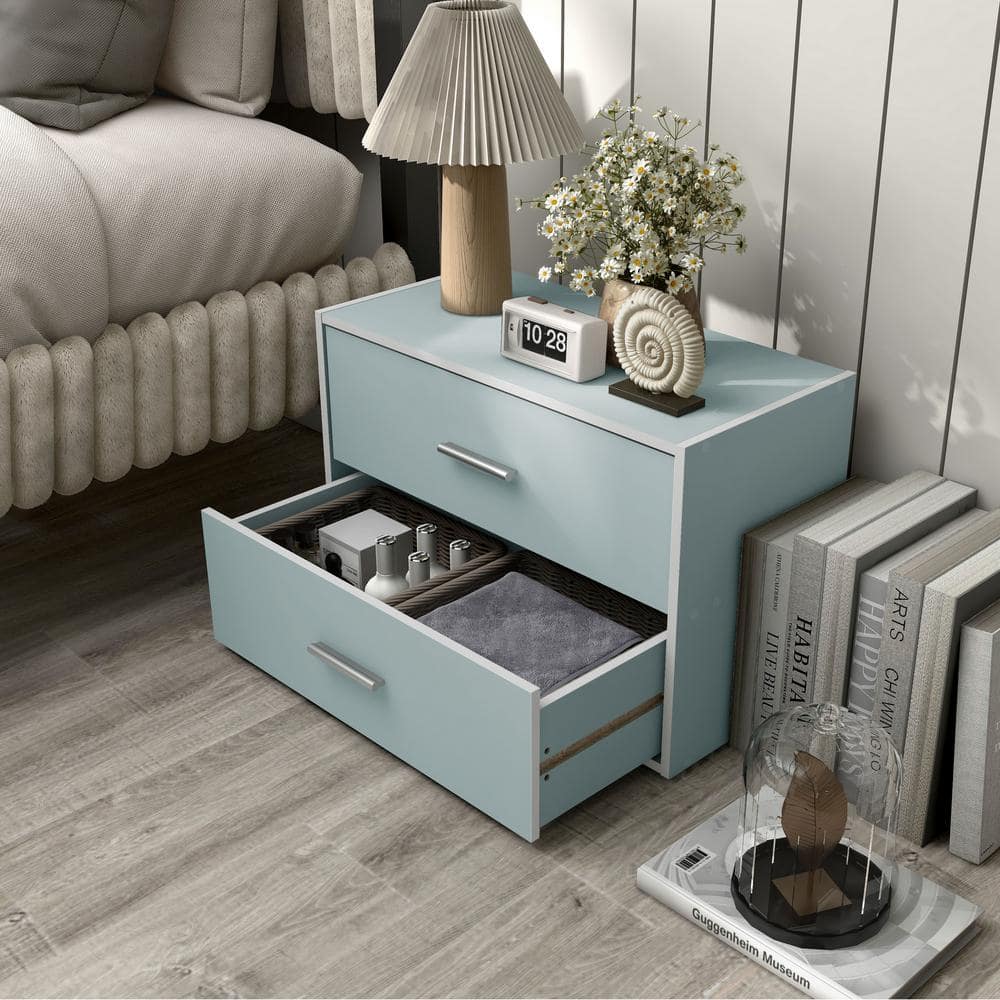 Light Blue Stackable 2-Drawer Kids Storage Cabinet