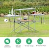 32 in. H White Rectangle Aluminum Foldable Camping Outdoor Picnic Table  Kitchen Grilling Stand BBQ