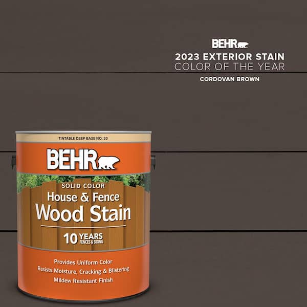 BEHR 1 gal. #SC-104 Cordovan Brown Solid Color House and Fence Exterior Wood Stain