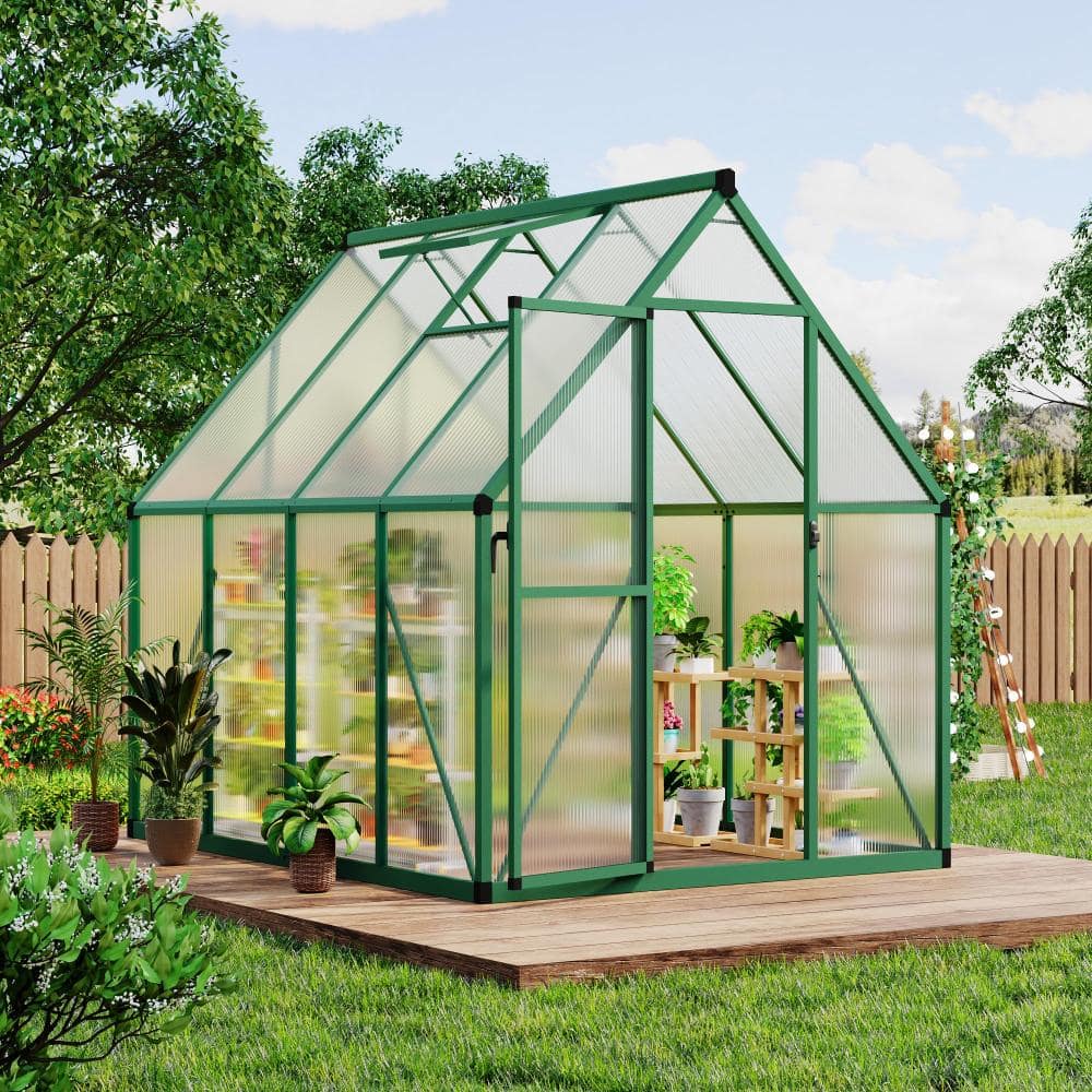 6x7ft Heavy-Duty Polycarbonate Walk-In Greenhouse Reinforced Aluminum Frame, UV Protection Panels Dark Green price history on PriceWatchPro