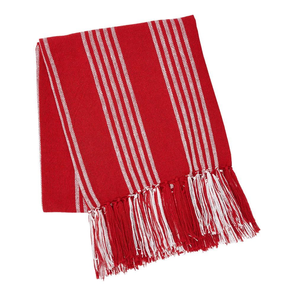 Arendal Red and White Striped Woven Throw Blanket 50x60