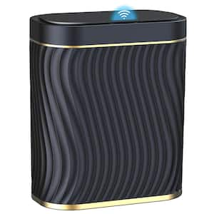 Water-Resistant Automatic Touchless Lid 2.6 Gallon Black Indoor Recycling Bin