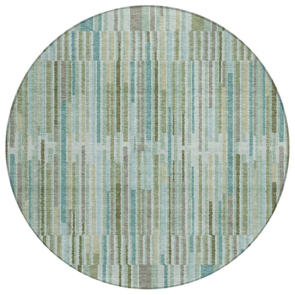 Chantille Machine Washable Indoor/Outdoor Abstract ACN2102 Aloe 8 ft. x 8 ft. Area Rug