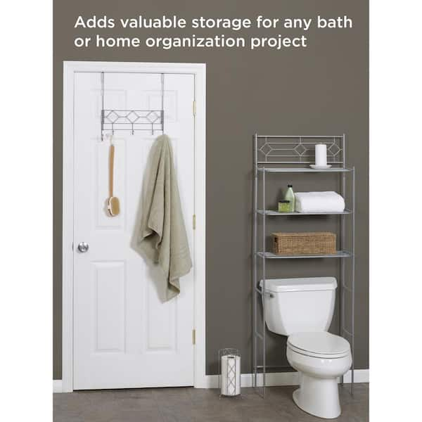 Zenna Home 23 In W X 64 2 In H X 9 In D Nickel Over The Toilet Storage Set Bbn75 The Home Depot