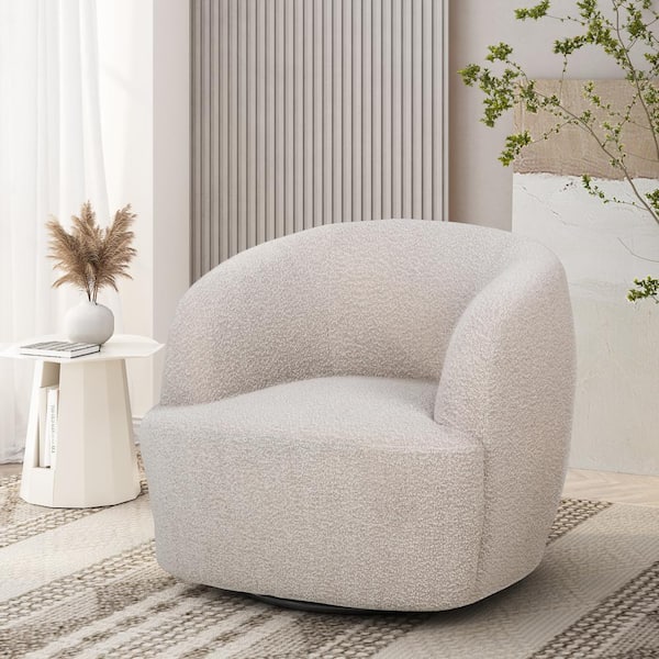 Noble House Anaura Beige/Black Fabric Arm Chair with Swivel (Set of 1)