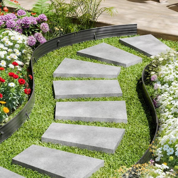 Metal Landscape Edging, 8 Pieces, 72 in. L, 0.06 in. H, 4 in. W, Rust-Resistant Aluminum, Flexible Border, Black