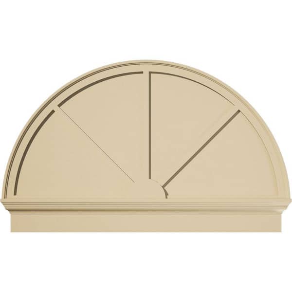 48-in W x 30-3/4-in H x 2-3/4-in P Half Round 3 Spoke Signature Urethane Combination Pediment, Primed Tan