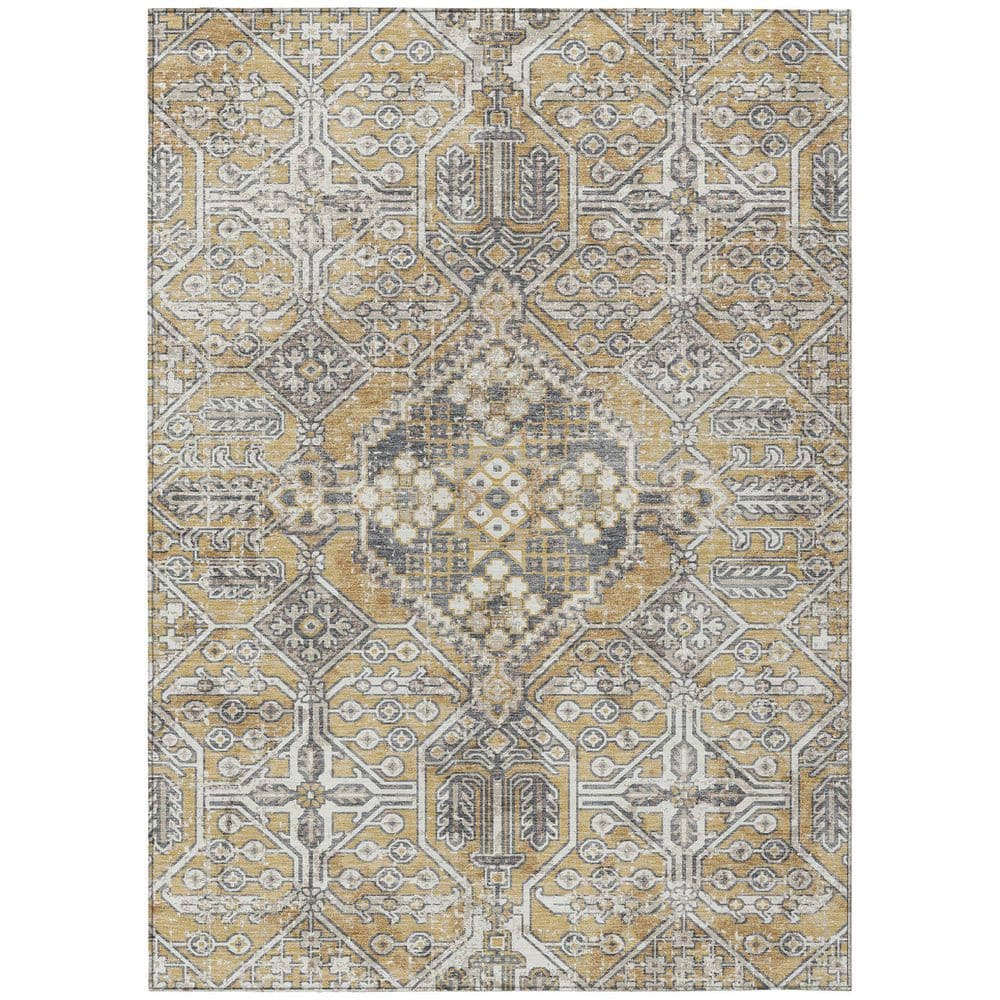 Chantille Machine Washable Indoor/Outdoor Abstract ACN2197 Gold 3 ft. x 5 ft. Area Rug price history on PriceWatchPro