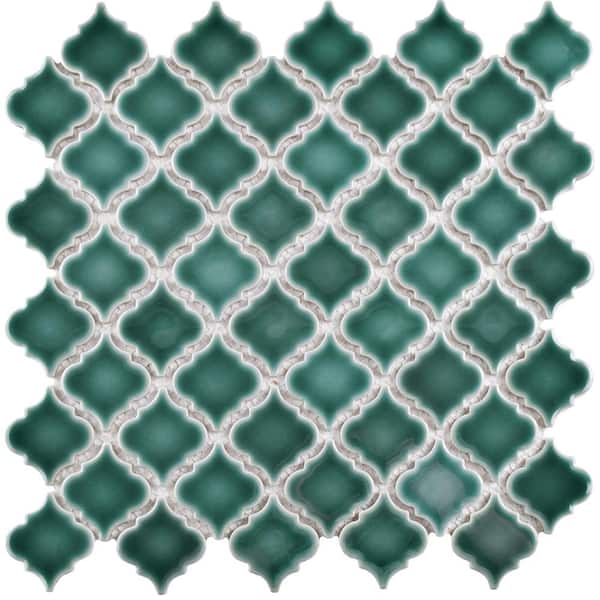 Merola Tile Hudson Tangier Emerald 12-3/8 in. x 12-1/2 in. Porcelain Mosaic Tile (11.0 sq. ft./Case)