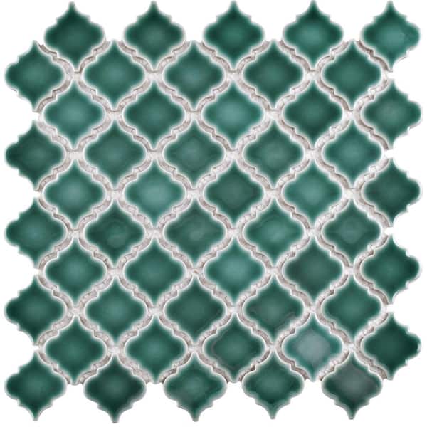 Merola Tile Hudson Tangier Emerald 12 in. x 12 in. Porcelain Floor and Wall Mosaic Tile (11.0 sq. ft./Case)