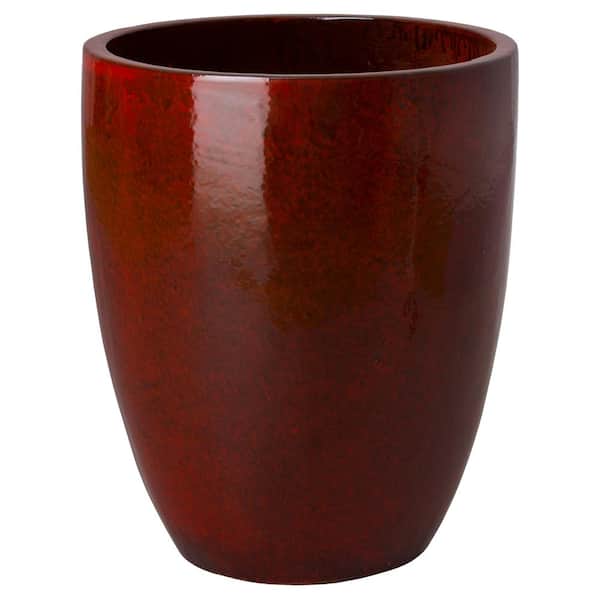 Emissary Large 28 in. Tall Tropical Red Ceramic Planter