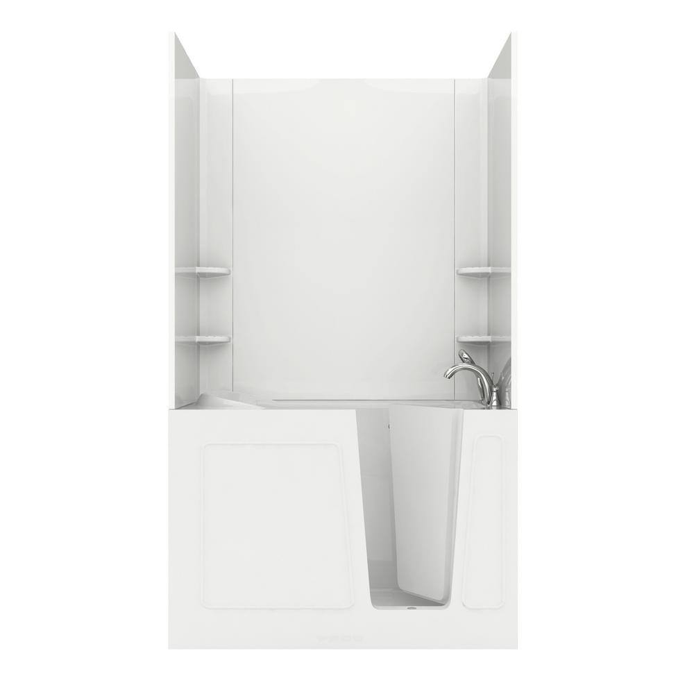 NOVA Heated Rampart 4.5 ft. Walk-in Non-Whirlpool Bathtub with Easy Up Adhesive Wall Surround in White price history on PriceWatchPro