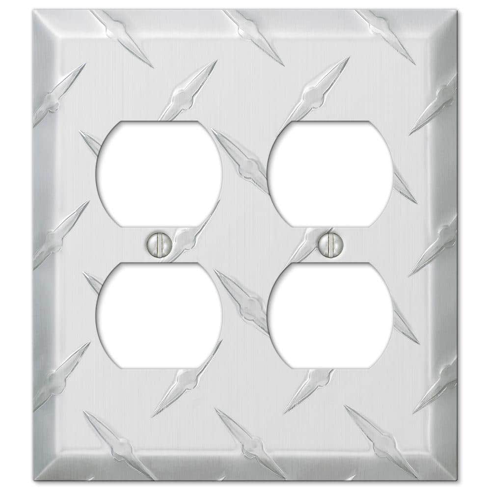Silver Stamped Aluminum Double Duplex Wallplate