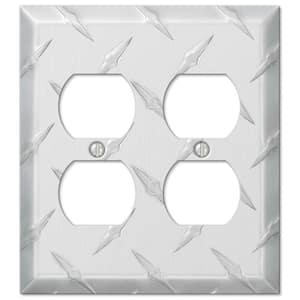 Diamond Plate 2 Gang Duplex Aluminum Wall Plate - Aluminum