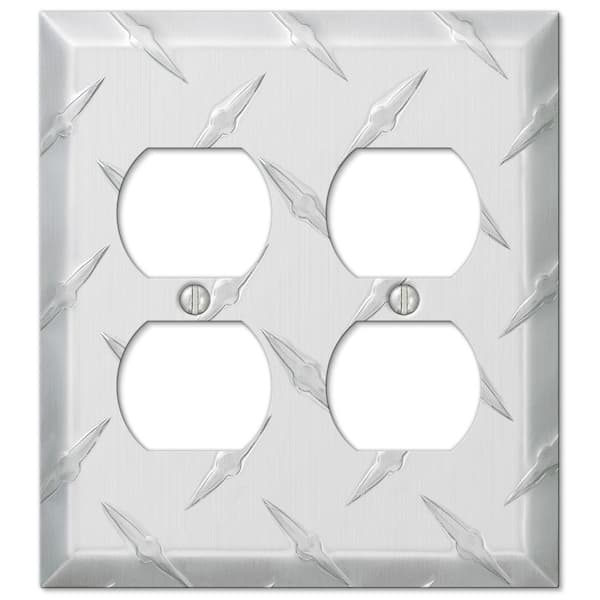 AMERELLE Diamond Plate 2 Gang Duplex Aluminum Wall Plate - Aluminum