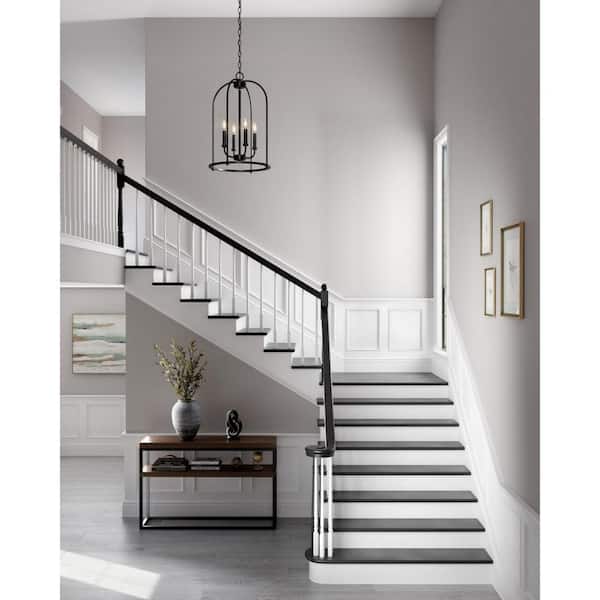 Leyden Collection 4-Light Matte Black Farmhouse Foyer Pendant Light