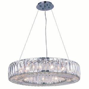 Timeless Home 26 in. L x 26 in. W x 5.11 in. H 15-Light Chrome Contemporary Chandelier with Clear Crystal