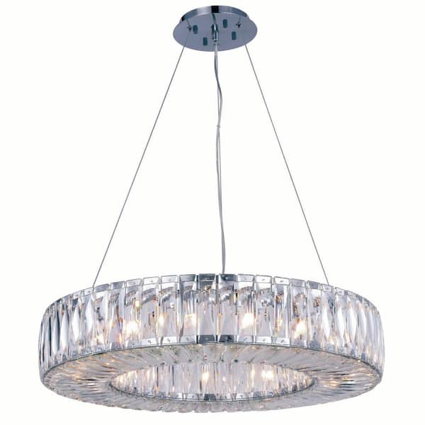 Unbranded Timeless Home 26 in. L x 26 in. W x 5.11 in. H 15-Light Chrome Contemporary Chandelier with Clear Crystal